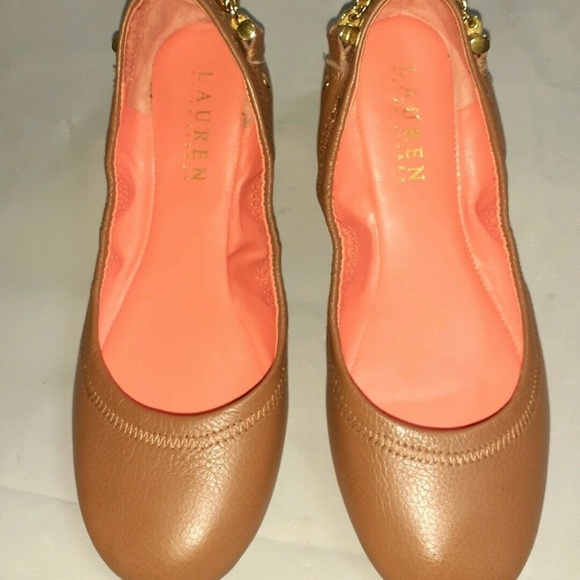 Lauren by Ralph Lauren Leather Ballet Flats w/ Gold Chain 6 Like New Hardly Worn - Picture 6 of 6